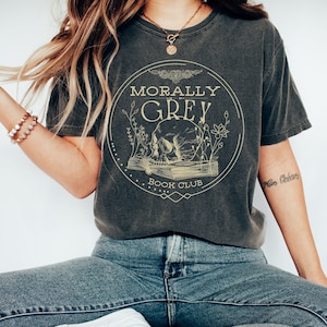 Morally Grey Book Club Shirt, Celestial Bookish T-Shirt, Astronomy Crewneck, Boho Oversized Sweatshirt, Hippie Tee, Bookish Merch, Skull