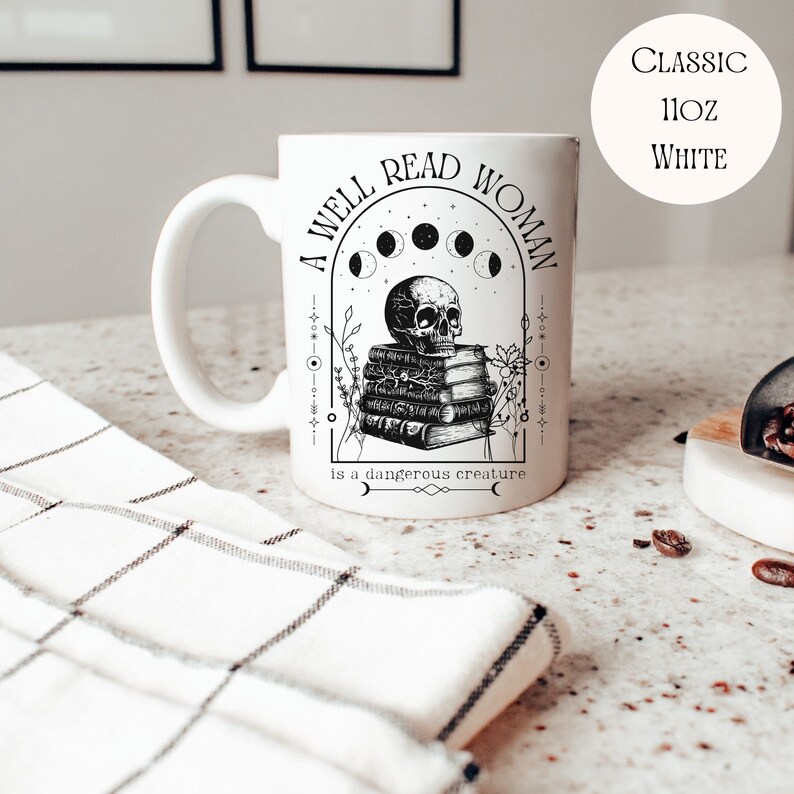 Bookish Mug, Book Lover Librarian Mug, Booktok Things, Gift for Librarian, Bookish Aesthetic, Large Coffee Cup, Cozy Bookish Mug, Moon Phase Bild 5