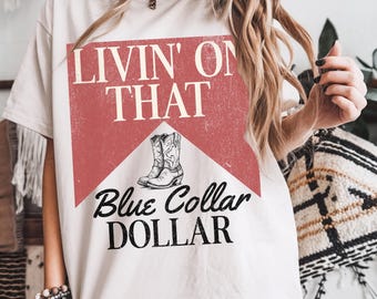 Western Shirt Women, Blue Collar Shirt, 90s Country Shirt, Summer Concert Shirt, Vintage Cowgirl Tee, Women's Graphic Tee, Rodeo Shirt