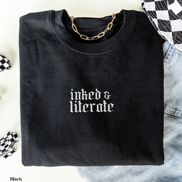 Bookish Sweatshirt, Bookish Embroidery Sweatshirt, Tattoo Lover Sweatshirt, Gift for Book Lover, Gift for Bookworm, Feminist Sweatshirt
