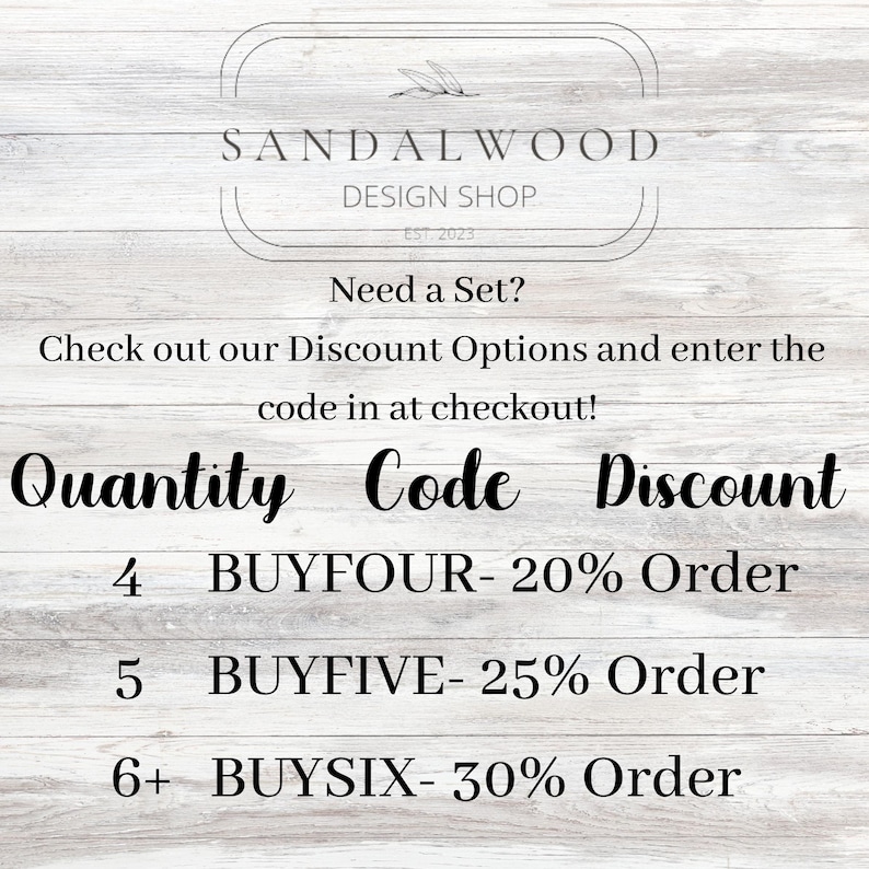 K&ouml;nnte beinhalten: Eine Grafik mit einem Rabattcode f&uuml;r Bestellungen ab 4 Artikeln. Die Grafik hat einen wei&szlig;en Hintergrund mit schwarzem Text. Der Text lautet: "Menge Code Rabatt 4 BUYFOUR- 20% Bestellung 5 BUYFIVE- 25% Bestellung 6+ BUYSIX- 30% Bestellung"