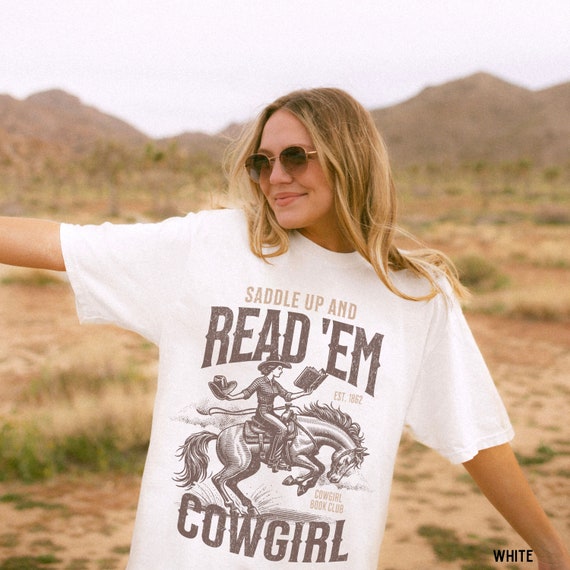 Bookish Cowgirl Shirt Cowboy Romance Reader Club Western Book Lover Shirt Country Bookish Tee Bookish Gift For Her Country Girl Reader Art