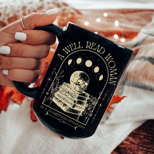 Bookish Mug, Book Lover Librarian Mug, Booktok Things, Gift for Librarian, Bookish Aesthetic, Large Coffee Cup, Cozy Bookish Mug, Moon Phase Bild 2