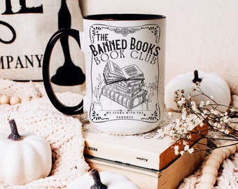The Banned Books Book Club-mok, Banned Books-liefhebber, bibliothecaris leraar mok, cadeau voor schoolse lezer, Booktok-merchandise, We Stand With the Banned
