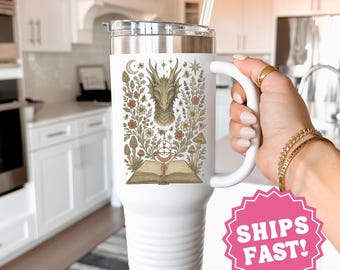 Bookish Tumbler, Bookish Gift, Gift for Reader, Gift for Bookworm, 40oz Tumbler, Dragon Tumbler, Spicy Book Gift, Fantasy Reader, Book Gift