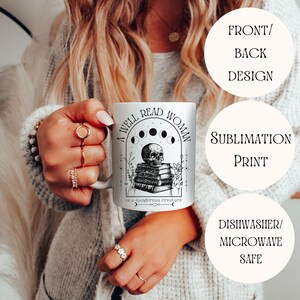 Bookish Mug, Book Lover Librarian Mug, Booktok Things, Gift for Librarian, Bookish Aesthetic, Large Coffee Cup, Cozy Bookish Mug, Moon Phase Bild 3