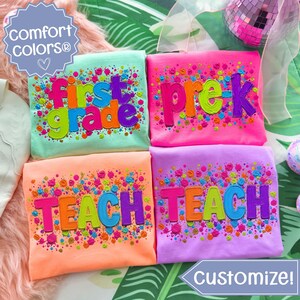 Custom Teacher T-Shirt, Teacher Tee, Personalized Teacher Gift, Pre-K Teacher TShirt, Painted Back To School, Elementary Kindergarten Trendy