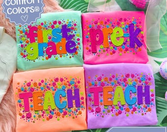 Custom Teacher T-Shirt, Teacher Tee, Personalized Teacher Gift, Pre-K Teacher TShirt, Painted Back To School, Elementary Kindergarten Trendy