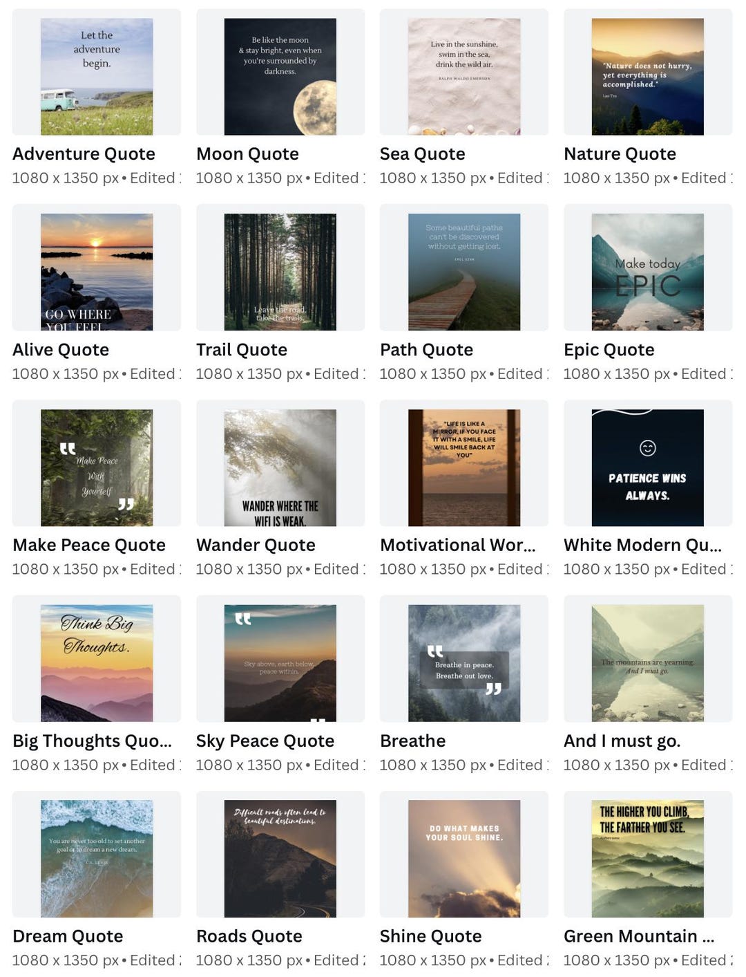 Inspirational Quote Canva Templates | Social Media (instant Download ...