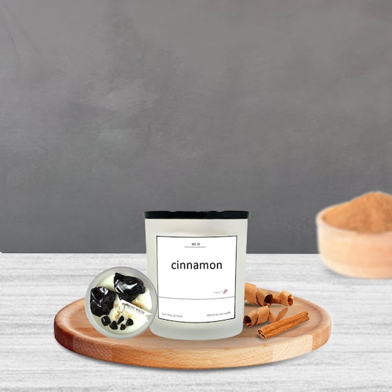 Evaparoma Cinnamon Stick Scented Candle With Dried Florals and Amethyst Crystals Soy Wax Natural Handmade