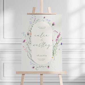 Wildflower Wedding Welcome Sign, Dainty Wedding, Whimsical Wedding Wedding Welcome Sign, Digital Download, Templett, Floral