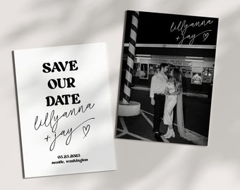 Modern Save the Date, Black and White Wedding, Minimalist Save the Date, Save Our Date, Trendy Wedding Stationary Editorial Wedding