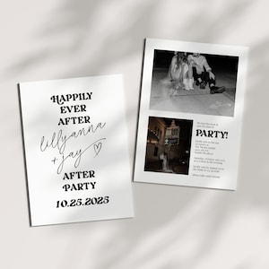 Happily Ever After After Party Elopement Announcement, Reception Invite, Minimalist Trendy Elopement, Instant Download, Photo Wedding Invite