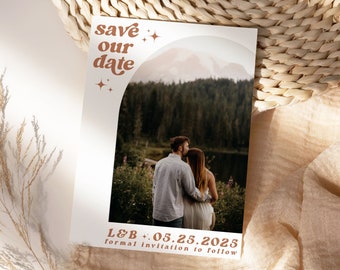 Retro Arch Save The Date-sjabloon: trendy bruiloft (digitale download)
