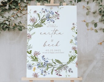 Welkomstbordje wilde bloemen bruiloft: Boho Garden Florals (digitale download)