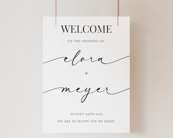 Welkomstbordje elegant bruiloft: minimalistisch schrift (digitale download)