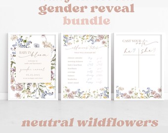 Gender Reveal-bord Wildflower: Baby in Bloom-thema (digitale download)