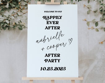 Minimalistisch welkomstbord voor bruiloft: afterparty-receptie (directe download)