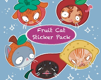 Fruit Cats 5 Piece Sticker Pack