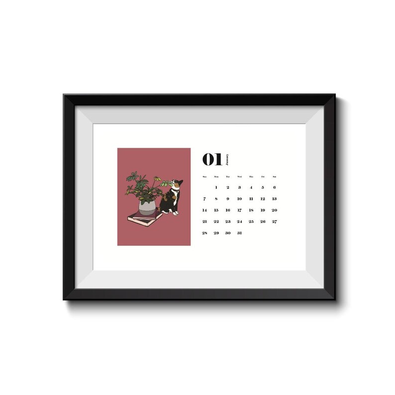 Calendar 2024 Printable 4x6 Calendar Cards Cat House Plants Instant ...