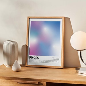 Pisces Zodiac Sign Printable Wall Art - Instant Download Astrology Aura Print for Home Decor | Abstract Gradient Pisces Digital Print