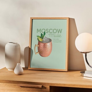 Moscow Mule Recipe Downloadable Print | Cocktail Bar Decor | Bar Home Decor Digital Wall Art | Instant Download Moscow Mule Printable Poster
