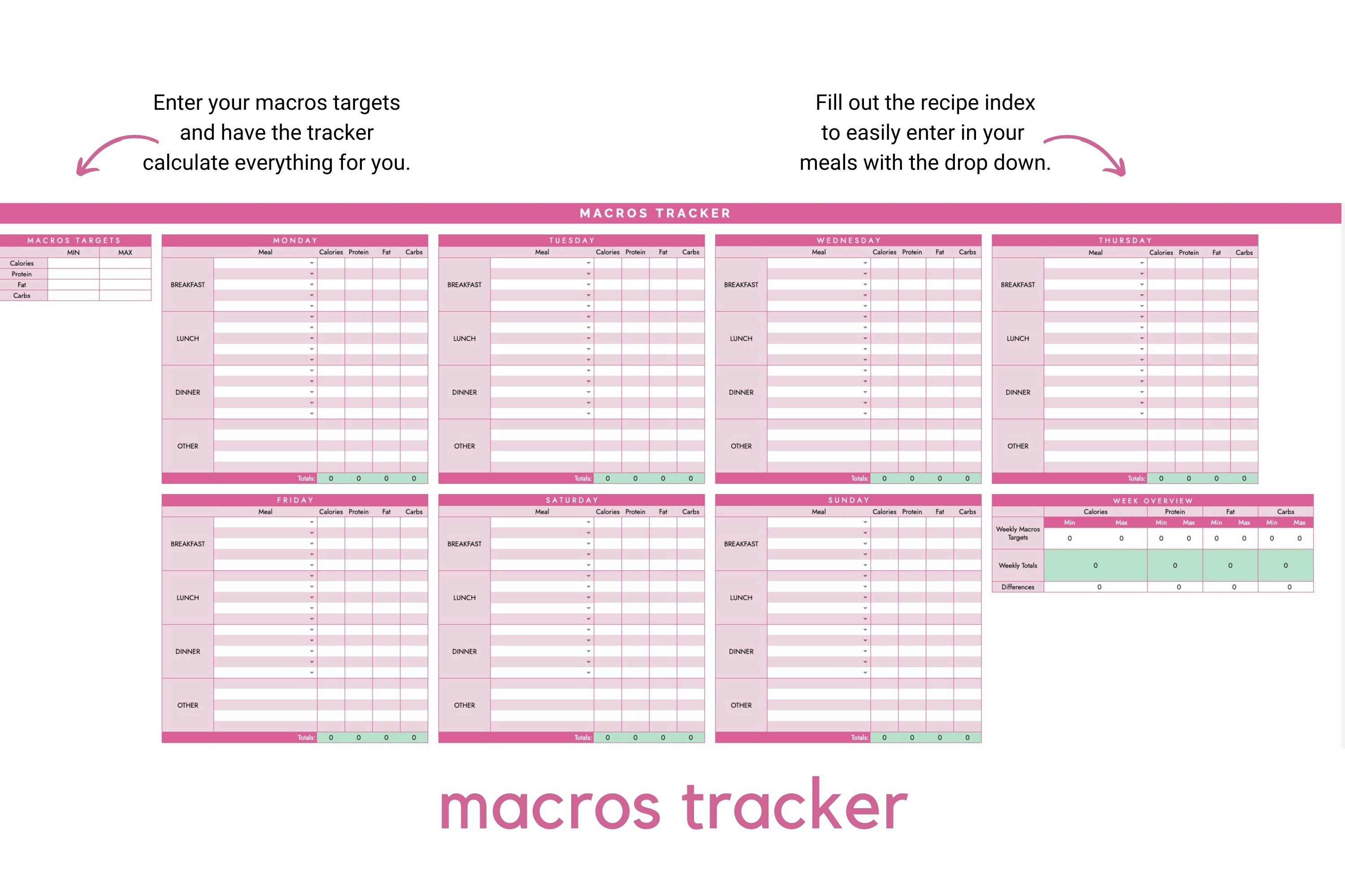 Allinone Ultimate Fitness Tracker Google Sheets Template Macros Habit