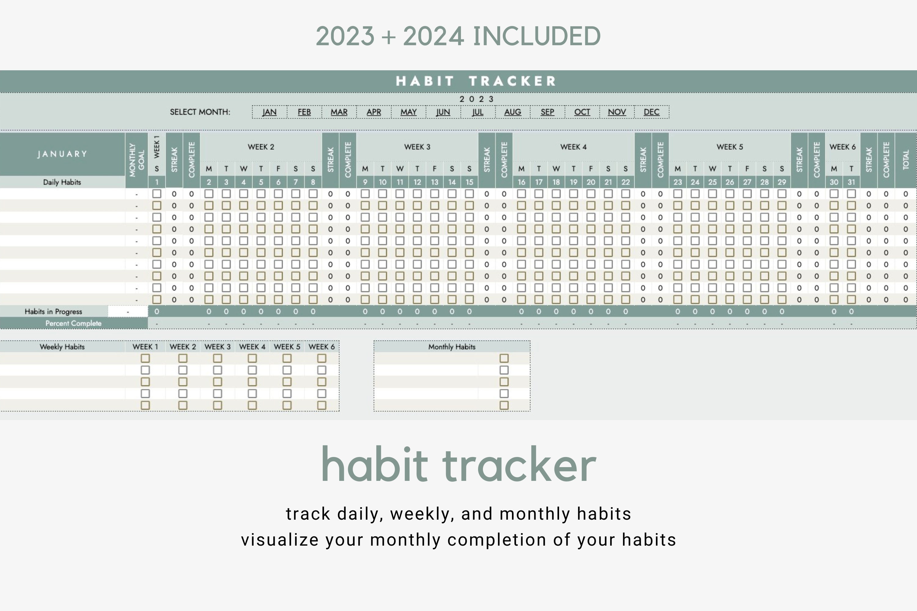 Allinone Ultimate Fitness Tracker Google Sheets Template Macros Habit