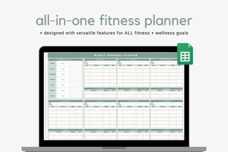 Allinone Ultimate Fitness Tracker Google Sheets Template Macros