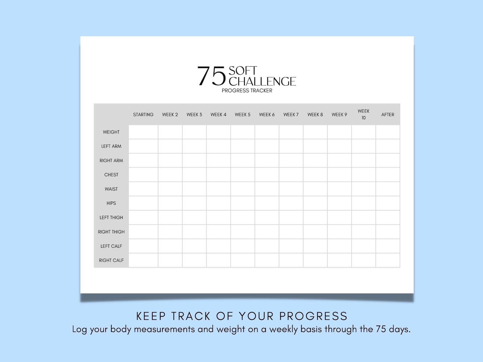 75 Soft Challenge Tracker Printable Bundle 75 Soft Progress Tracker