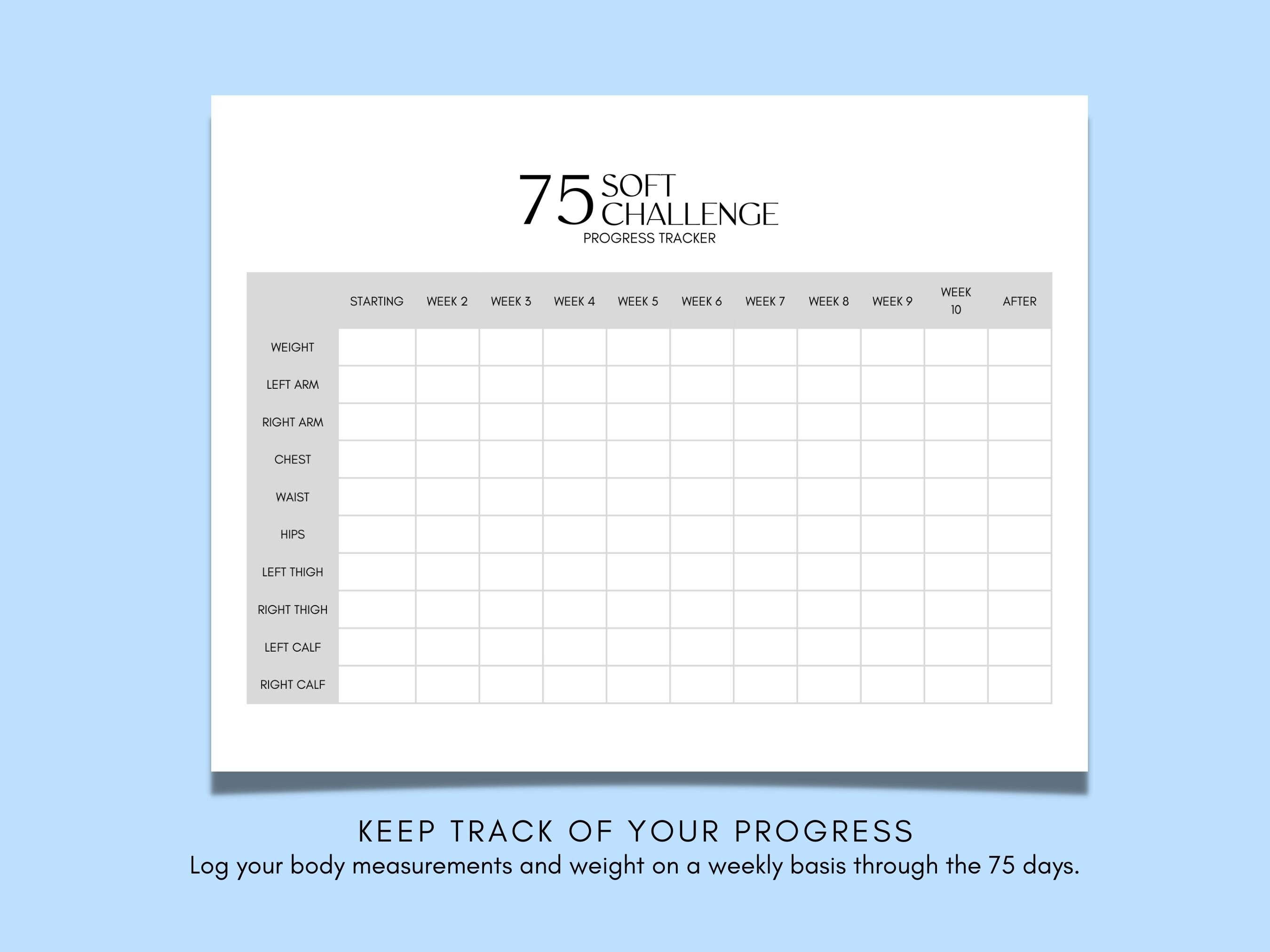 75 Soft Challenge Tracker Printable Bundle | 75 Soft Progress Tracker ...