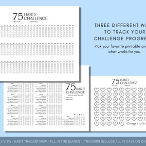 75 Hard Challenge Tracker Printable Bundle 75 Hard Progress Tracker ...