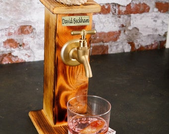 Personalized Whiskey Dispenser Liquor Wood Dispenser Faucet Dispenser, Whiskey Fountain, Ideal for Bar, Man Cave, Valentine's Day Gift