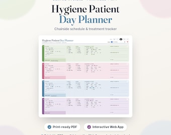 Dental Hygiene Patient Day Planner | Interactive App & Printable PDF (Digital Download)