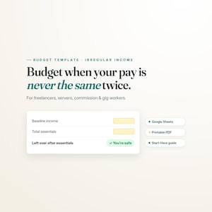 不定期収入予算テンプレート｜フリーランサー、サーバー、ギグワーカー向け予算（Googleスプレッドシート、PDF）