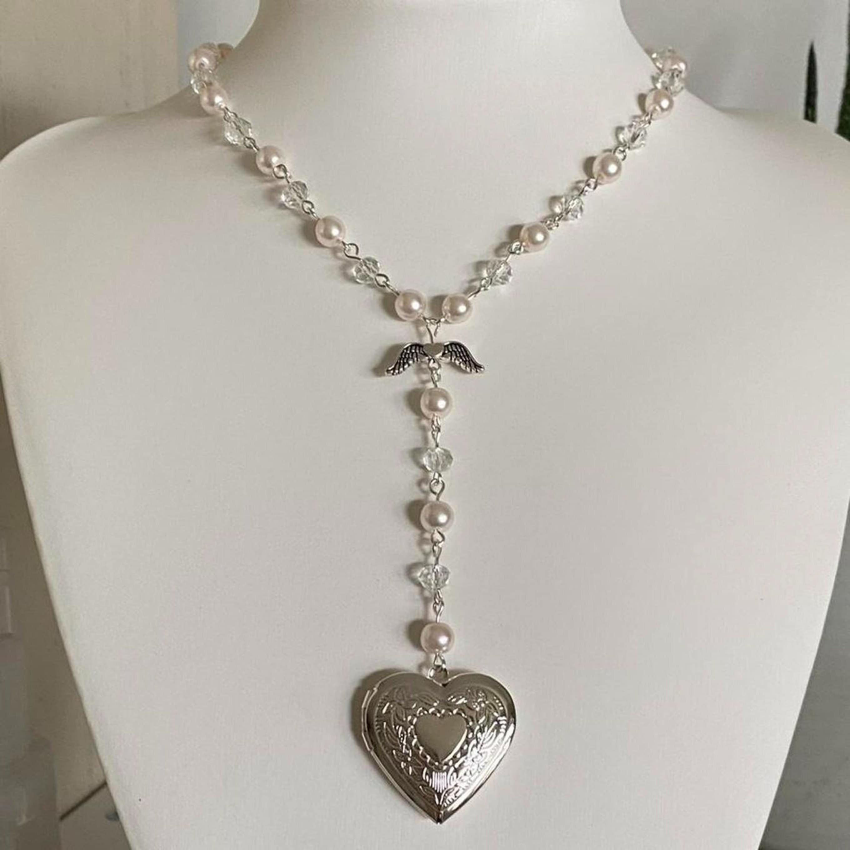 Vintage Gothic Locket Necklace Heart Locket Shaped Necklace Etsy