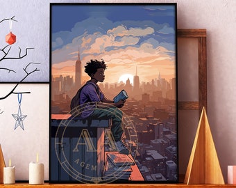 Black Boy City Poster | SOFORTIGER DOWNLOAD | Schwarze Kunst | Afroamerikaner |  Wandkunst | Wanddekoration | Geschenk für Kinder | Schwarzer Junge