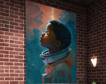 Black Astronaut | INSTANT DOWNLOAD | Black Art | African American |  Wall Art | Wall Decor | Gift for Kids | Kids Room | Stars | Space