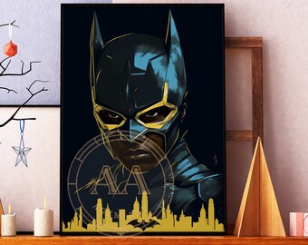 Black Boy Dark Night Superhero | INSTANT DOWNLOAD | Digital Print| Black Superhero | Black Art | Wall Art | Wall Decor| Gift for Kids