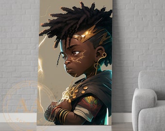 Schwarzer Junge Thor | SOFORTIGER DOWNLOAD | Digitaldruck |  Schwarzer Superheld | Schwarze Kunst | Wandkunst | Wanddekoration | Geschenk für Kinder | Kinderzimmer
