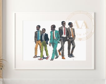 Black Boys Fashion Walk | INSTANT DOWNLOAD | Black Art | African American |  Wall Art | Wall Decor | Suits | Fashion Art