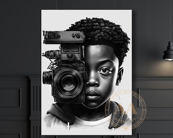 Descarga digital / Black Boy Director / DESCARGA INSTANTÁNEA / Arte negro / Arte mural / Decoración de pared / Regalo para niños / Habitación infantil