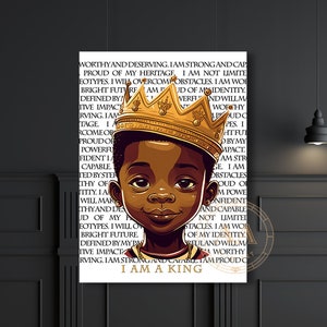 Black Boy Poster | Black Art | Positive Affirmations | Kids Room | Gift for Kids | African American | Wall Art | King | Gift for Son