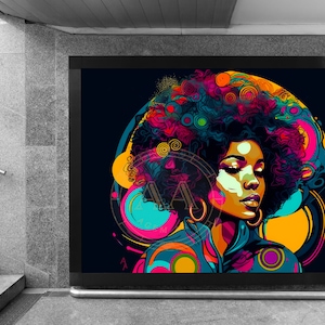 Black Girl Art Deco Afro | INSTANT DOWNLOAD | Black Art | African American |  Wall Art | Wall Decor | Gift for Her