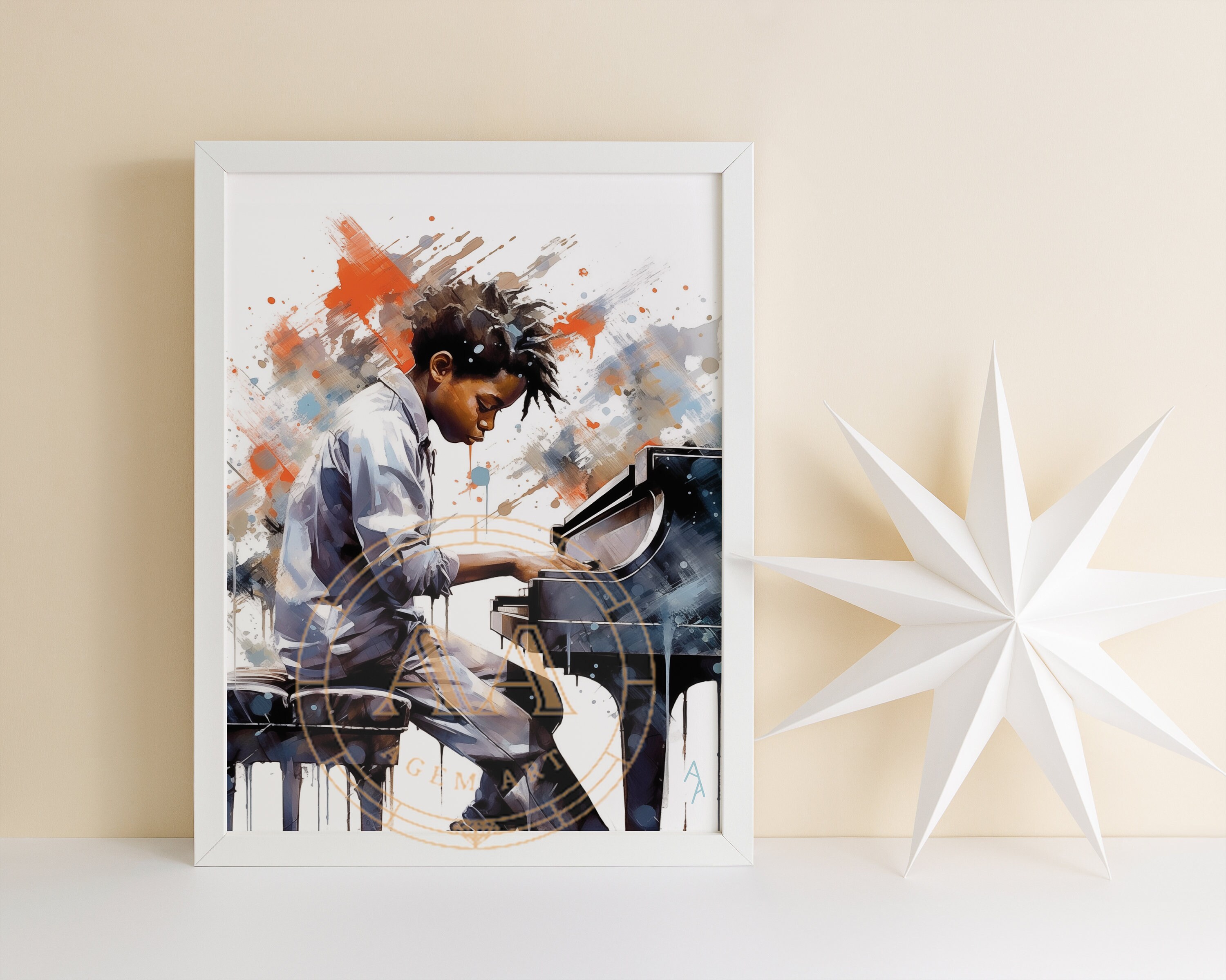 Black Boy Piano Player | INSTANT DOWNLOAD | Black Art | African