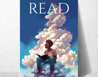 Sky READ Poster | SOFORTIGER DOWNLOAD | Schwarze Kunst | Afroamerikaner |  Wandkunst | Wanddekoration | Geschenk für Kinder | Schwarzer Junge