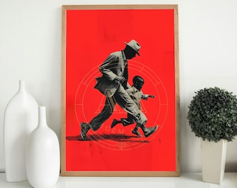 Faderns frihet | DIREKT NEDLADDNING | Svart konst | Afroamerikansk far | Väggkonst | Väggdekor | Present till pappa | Fars dag