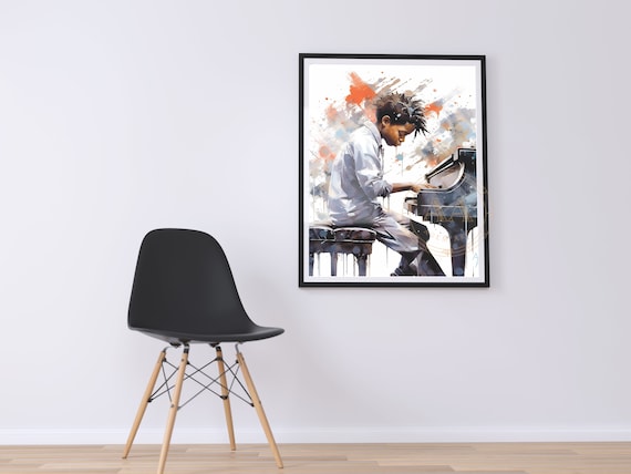 Black Boy Piano Player | INSTANT DOWNLOAD | Black Art | African