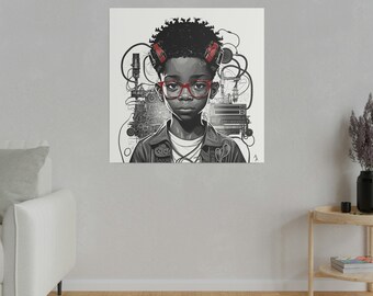 Black Boy Engineer | Matte Canvas | Black Art | Wall Art | Wall Decor | Gift for Kids | Kids Room