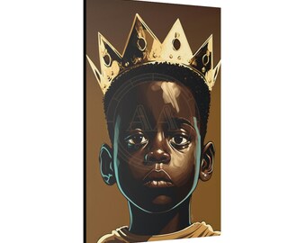 Black Boy King | Matte Canvas, Stretched, 0.75" | Black Art | African American King |  Wall Art | Wall Decor | Gift | Kids Room